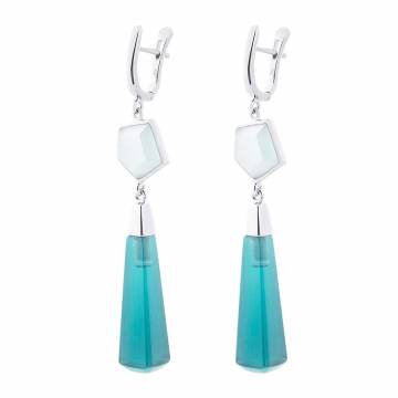 Серебряные серьги (им. улексит) 122407 Серебряные серьги (им. улексит) 122407