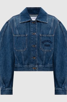 Синяя джинсовая куртка с вышивкой логотипа