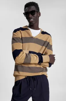 Мужской пуловер в полоску LUXURY COTTON L/S REVERE  POLO Разноцветный S Tommy Hilfiger MW0MW31577