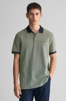Мужское зеленое поло 4-COL OXFORD SS PIQUE Зеленый L Gant 2057029
