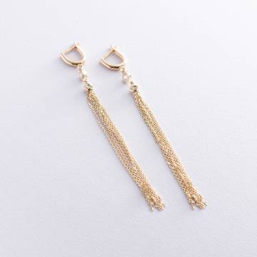 Серьги "Игривость" в желтом золоте (фианиты) с06877 Серьги "Игривость" в желтом золоте (фианиты) с06877
