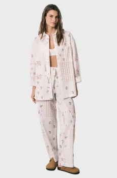 Женская белая пижама с узором (рубашка, брюки) Белый XS womensecret 3703233