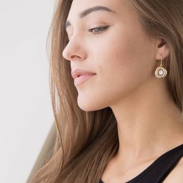Золотые серьги с фианитами с03830 Золотые серьги с фианитами с03830