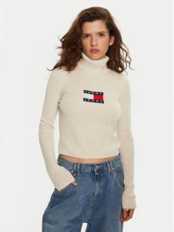 Tommy Jeans Гольф Flag DW0DW18678 Écru Regular Fit Tommy Jeans Гольф Flag DW0DW18678 Écru Regular Fit