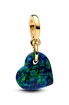 Намистина "Серце" з зеленим опалом