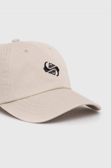 Хлопковая кепка Quiksilver цвет бежевый с аппликацией Хлопковая кепка Quiksilver цвет бежевый с аппликацией