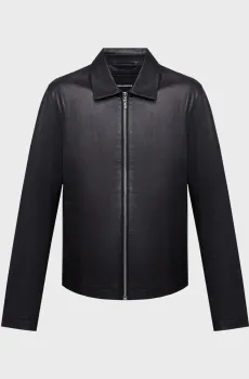 Мужская черная кожаная куртка Черный 48 Karl Lagerfeld 563422.555025;990
