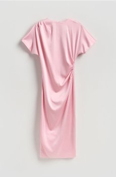 Reserved - Сукня міді з драпуванням - рожевий - 770HR-30X