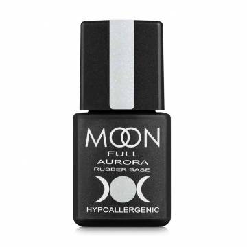 Каучуковая база для гель-лака Moon Full Aurora Rubber Base 2001 Белый с мелким шиммером, 8 мл Каучуковая база для гель-лака Moon Full Aurora Rubber Base 2001 Белый с мелким шиммером, 8 мл