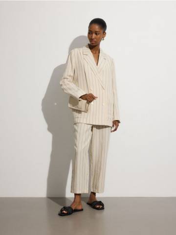 Reserved - Ребристі штани з ліоцелем та льоном - різнобарвний - XU691-MLC