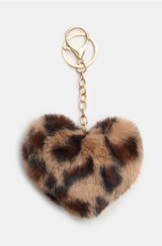 Пухнастий брелок у формі серця з леопардовим принтом - різнобарвний