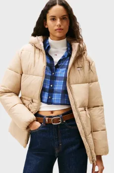Женская бежевая куртка HOODED Бежевый XS Tommy Jeans DW0DW21626