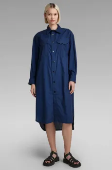 Женское темно-синее платье Long Western Shirt Dress EV Синий M G-Star RAW D22983,D309