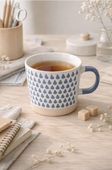 Чашка з мотивом крапель - темно-синій