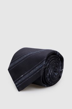 Синий галстук с шелком в полоску