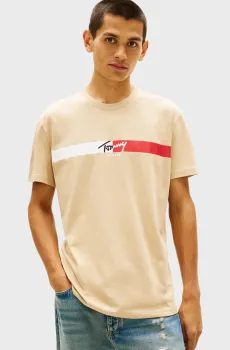 Мужская бежевая футболка SIGNATURE Бежевый M Tommy Jeans DM0DM22539