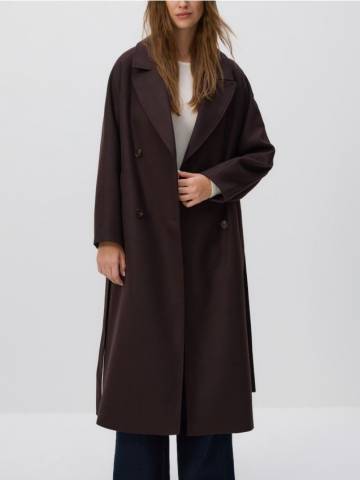 Reserved - Пальто з тканини з додаванням вовни - темно коричневий - WM906-89X