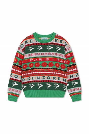 Детский свитер Kenzo Kids цвет зелёный Детский свитер Kenzo Kids цвет зелёный