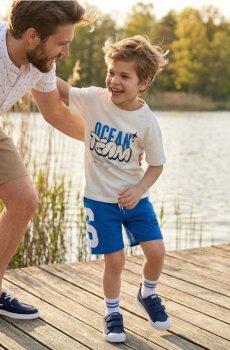 Шорти з матеріалу French Terry з вишивкою та регулюванням пояса - синій