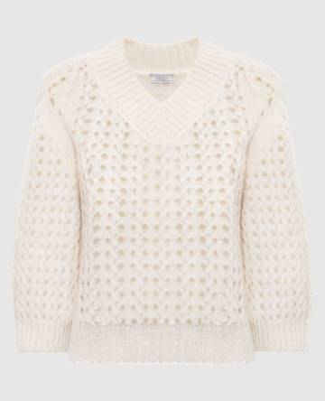 Бежевый ажурный свитер с шерстью альпаки Бежевый ажурный свитер с шерстью альпаки