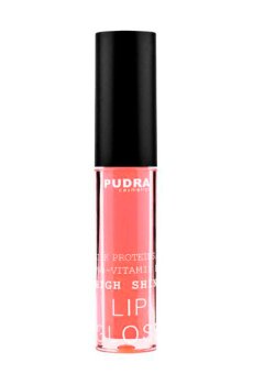 Блеск для губ Pudra Cosmetics High Shine Lip Gloss с протеинами шелка та провитамином B5, 07 Soft Coral, 2.5 г