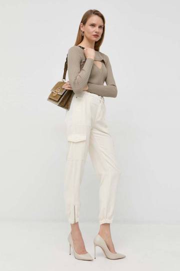 Брюки Guess женские цвет бежевый chinos высокая посадка Брюки Guess женские цвет бежевый chinos высокая посадка