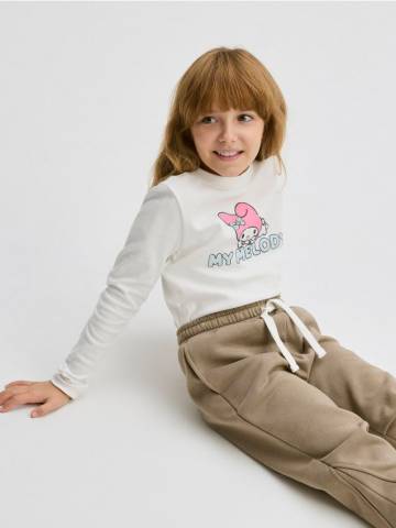 Reserved - GIRLS` T-SHIRT - кремовий - 521DB-01X Reserved - GIRLS` T-SHIRT - кремовий - 521DB-01X