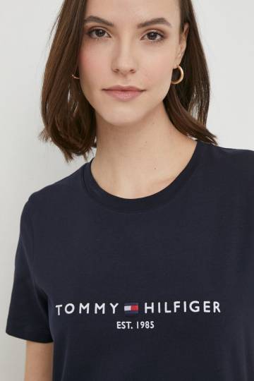 Хлопковая футболка Tommy Hilfiger цвет синий Хлопковая футболка Tommy Hilfiger цвет синий