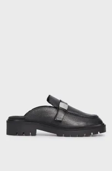 Женские черные кожаные мюли FLATFORM SLIPON MG LTH Черный 39 Calvin Klein YW0YW01655