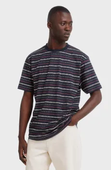 Мужская темно-синяя футболка в полоску Синий 3XL SPRINGFIELD 7122315