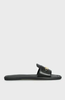 Женские черные кожаные слайдеры LEATHER HORSEBIT MULE Черный 37 Tommy Hilfiger FW0FW08420
