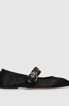 Черные балетки Uma из кожи с ворсом