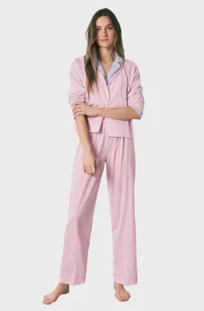 Женская розовая пижама в полоску (рубашка, брюки) Розовый L womensecret 3593022