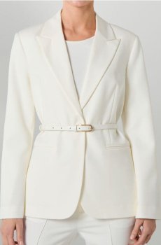 Однобортний жакет з поясом - білий