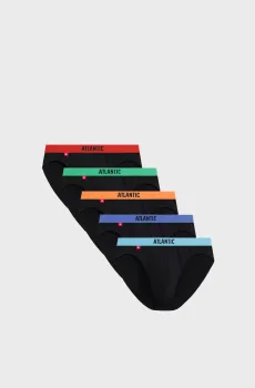 Мужские черные брифы (5 шт) Черный M Atlantic 5SMP-004