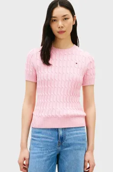 Женский розовый джемпер CABLE MID Розовый M Tommy Hilfiger WW0WW38744