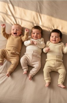 Ребристі легінси 3 pack - кремовий