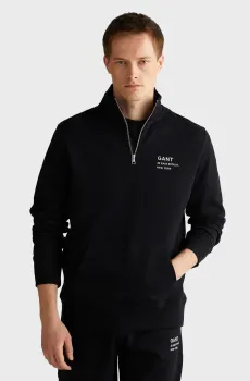 Мужская черная спортивная кофта SMALL GRAPHIC HALF ZIP SWEAT Черный S Gant 2067023