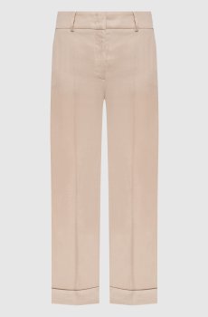 Бежевые брюки из льна