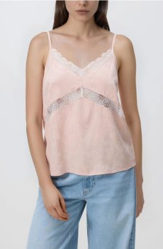 Reserved - Топ із мереживом - пастельний рожевий - 450KM-03X