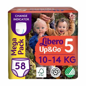 Подгузник-трусики Libero Up&Go размер 5 (10-14 кг), 58 шт Подгузник-трусики Libero Up&Go размер 5 (10-14 кг), 58 шт
