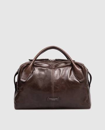 Коричневая кожаная сумка Emily с патчем логотипа