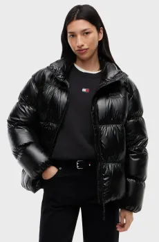 Женская черная куртка HIGH NECK SHINY Черный S Tommy Jeans DW0DW23423