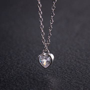 Серебряное колье "Сердечко" с фианитом 181253 Серебряное колье "Сердечко" с фианитом 181253