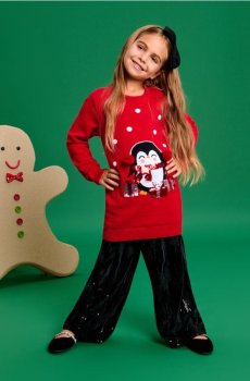 Святковий светр із пінгвіном, оздобленим паєтками та помпонами - різнобарвний