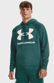 Мужское зеленое худи UA Rival Fleece Big Logo HD Зеленый S Under Armour 1357093-722