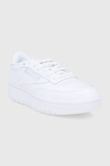 Кожаные ботинки Reebok Classic Club C Double GW0854 цвет белый на плоском ходу GW0854.100006321-WHT/GRY Кожаные ботинки Reebok Classic Club C Double GW0854 цвет белый на плоском ходу GW0854.100006321-WHT/GRY