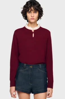 Женский бордовый шерстяной джемпер Бордовый S Sandro SFPPU02747_Bordeaux