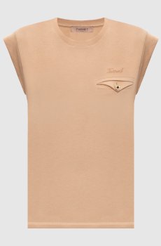 Бежевый топ с вышивкой логотипа