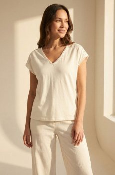 Бавовняна блузка - нюдовий